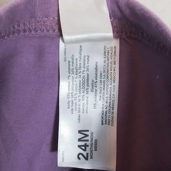 OshKosh‎ Cotton Blend Leggings Size 24m Lavender, w/ Gold Shimmer Racer Stripe - Picture 8 of 11